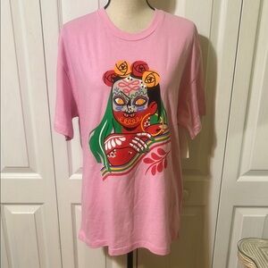 Pink Graphic T-Shirt with Colorful Design